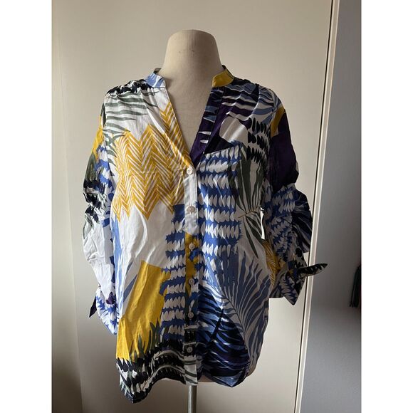 NWT Chicos Mixed folliage print cotton blouse size XLarge - Picture 8 of 9